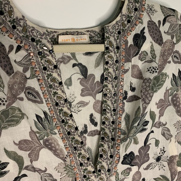 Tory Burch Embellished Botanical Print Tunic - Picture 9 of 16